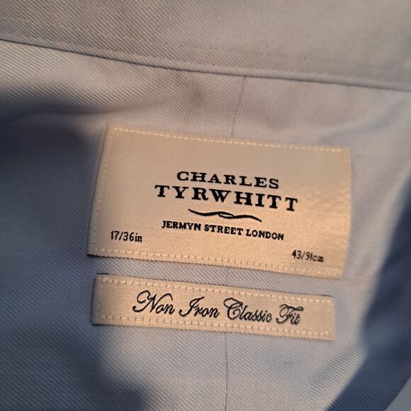 Charles Tyrwhitt Dress Shirt Non Iron Classic Fit Blue Men's 17/36 - Picture 3 of 11